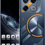 "A digital image of the Infinix GT 20 Pro 5G smartphone showing its RGB back design, 144Hz AMOLED display, and triple rear camera with 108MP main sensor."
