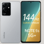 A digital image of the Infinix Note 50s 5G+ smartphone showcasing its curved AMOLED display and sleek design.