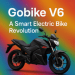 A sleek black Gobike V6 smart electric bike displayed against a colorful gradient background with bold white headline text.