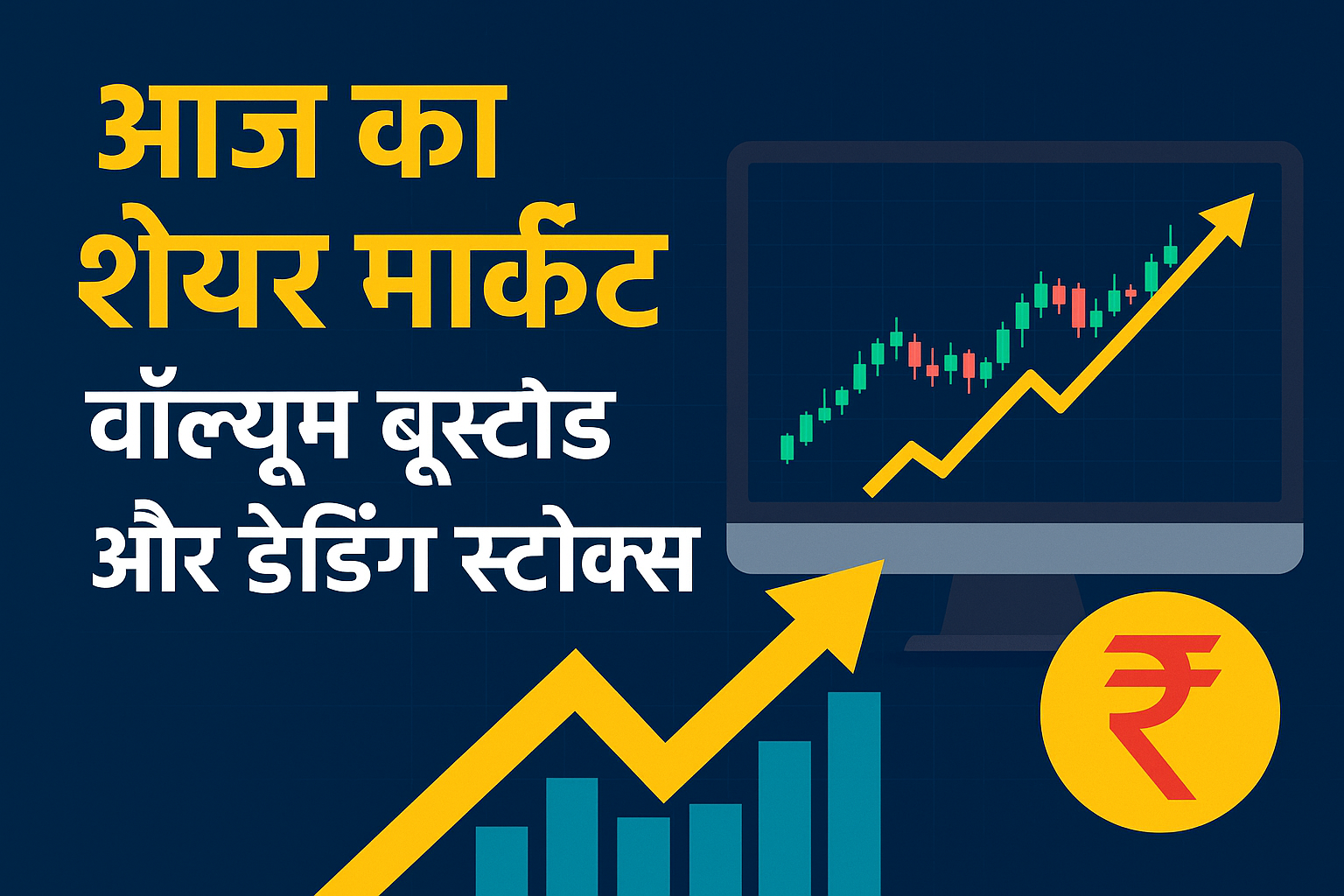 शेयर मार्केट आज का ट्रेंड, वॉल्यूम बूस्टेड और ट्रेंडिंग स्टॉक्स हिंदी में